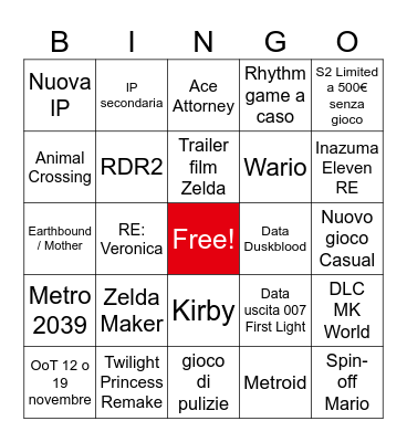 Bingo Card Nintendo Directs Sept 2026 Bingo Card