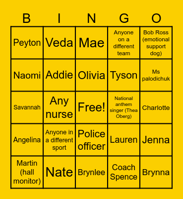 ERVB Bingo Card