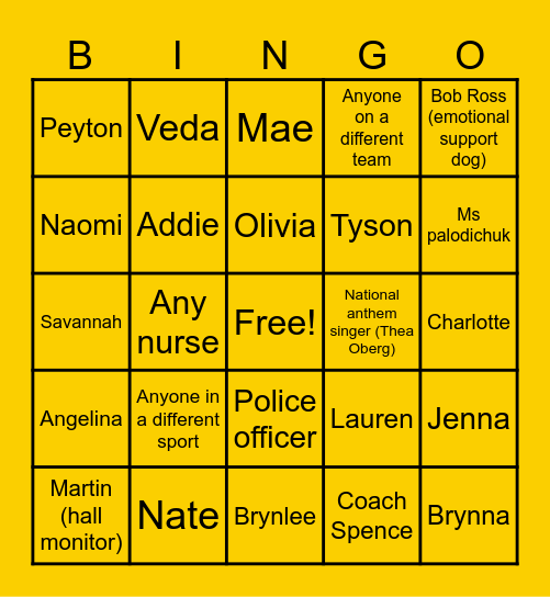 ERVB Bingo Card