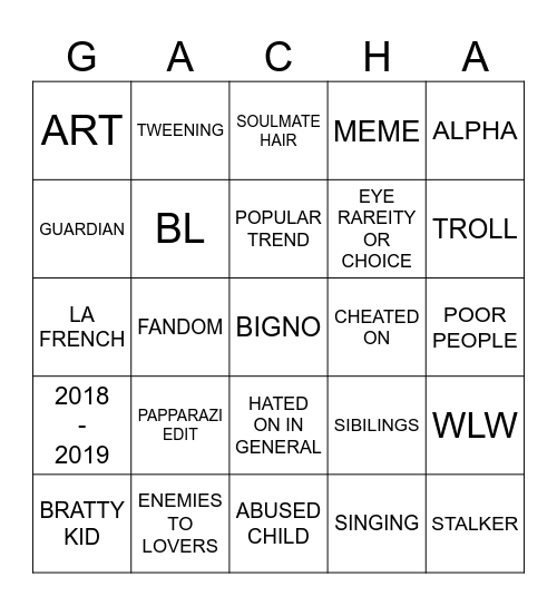 GACHA BINGO Card