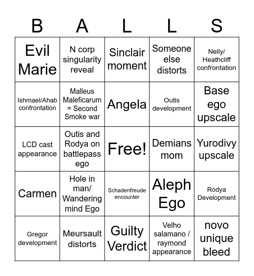 Canto 10 bingo Card