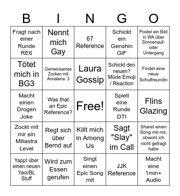 Michelle Bingo Card