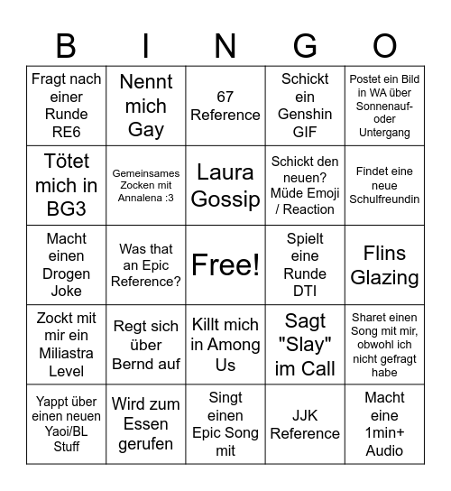 Michelle Bingo Card