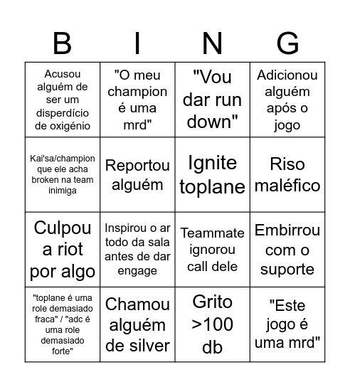 Guegan no lol Bingo Card