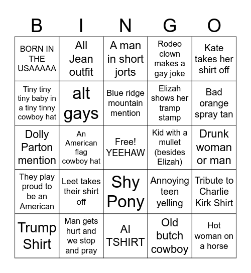 RODEO BINGO Card