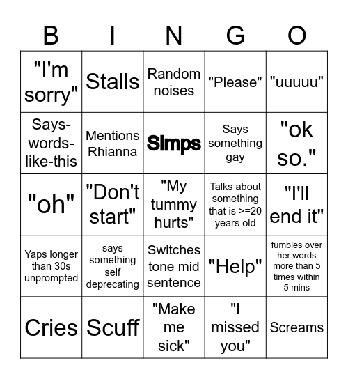 Meira youtube bingo Card