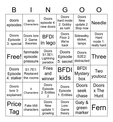 Doors History Bingo Card