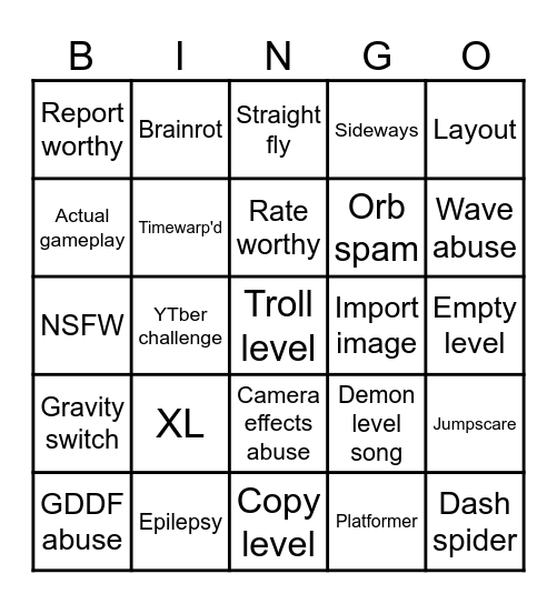 Recent tab Bingo Card