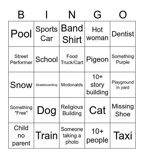 Google Map Bingo Card