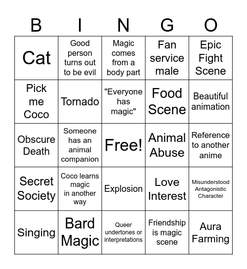 LALALALA Bingo Card