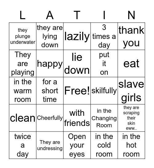 Latin Bingo Ch. 8 Minimus Bingo Card