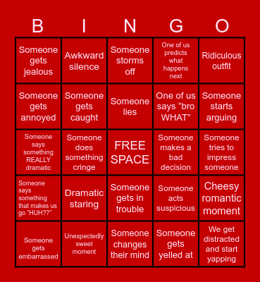 Lizzie's Totally Legit Movie Bingo™ Bingo Card