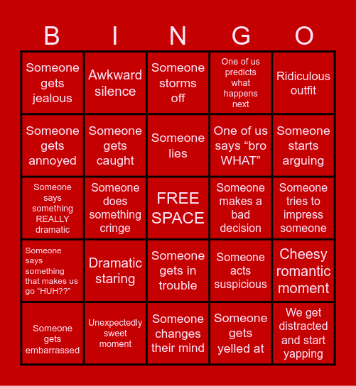 Lizzie's Totally Legit Movie Bingo™ Bingo Card