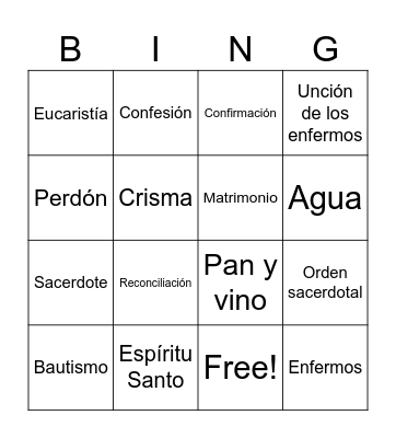 LOS SACRAMENTOS Bingo Card