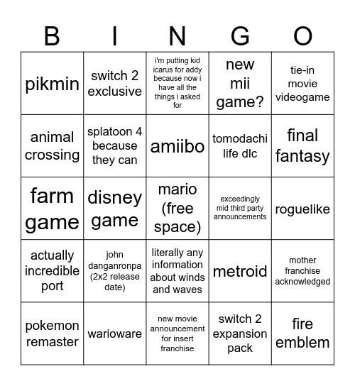 i need to be direct with you. Bingo Card