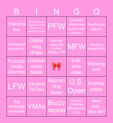 Olatember 👸🏾🎀 Bingo Card