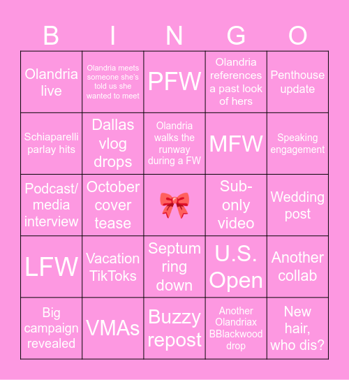 Olatember 👸🏾🎀 Bingo Card