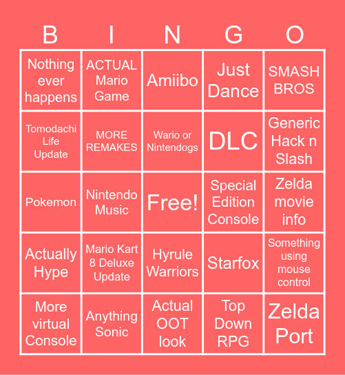 September Nintendo Directs 2026 Prediction Naepold Bingo Card