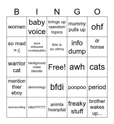 gorlp Bingo Card