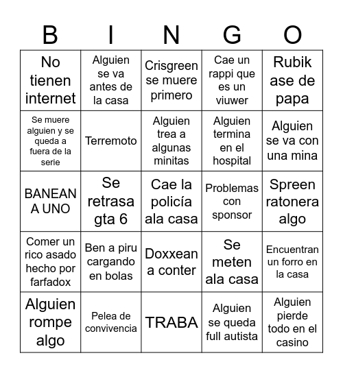 Bingo hause mafia Bingo Card
