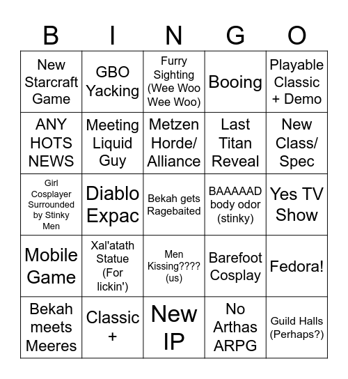 GBO GROUP BLIZZCON BINGOOOOO Bingo Card
