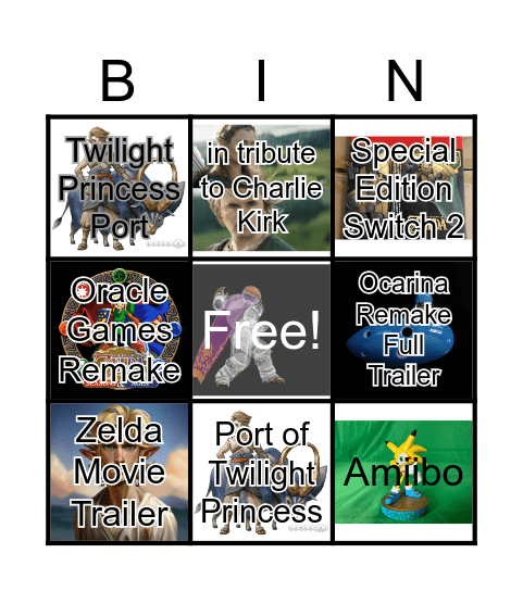 Zelda Direct 9/8/26 Bingo Card