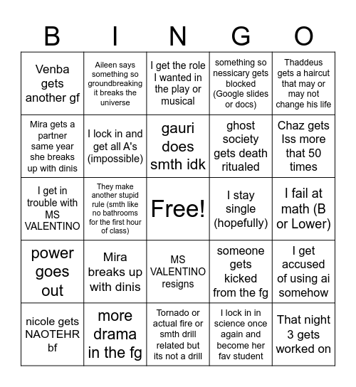 2026 cooper bingo list Bingo Card