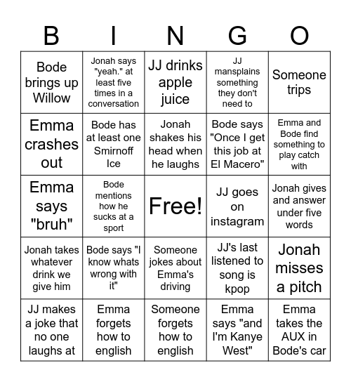 Gnu Gnut Group Bingo Card