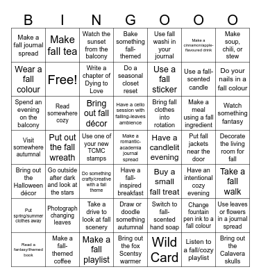 Fall Bingo Card