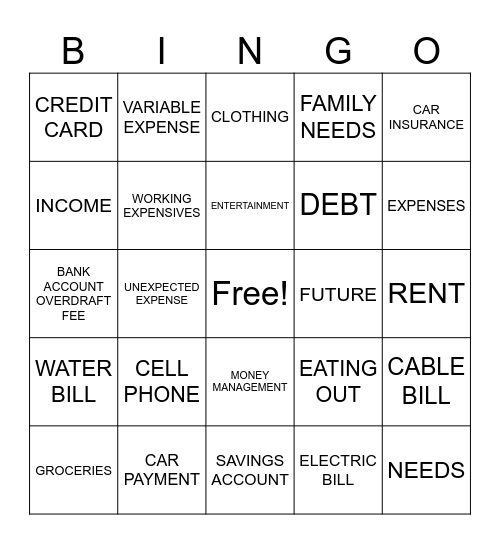 WHY BUDGET WITH A FAMILY Bingo Card