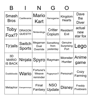 Beango Bingo Card