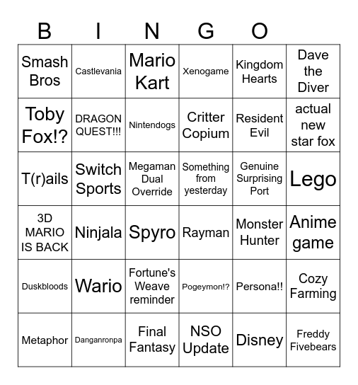 Beango Bingo Card