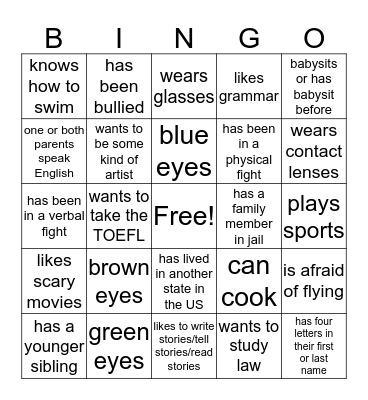 Icebreaker BINGO Version #2 Bingo Card