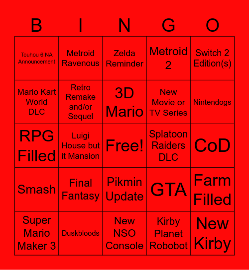 9/9 Direct Bingo Card