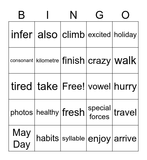 Ben's Bingo Card
