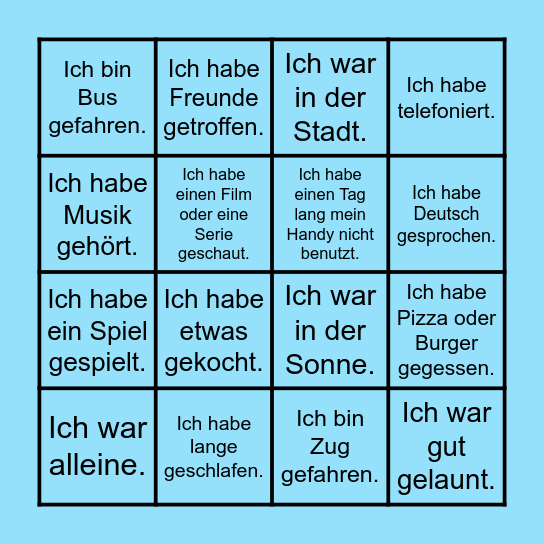 Wochenendbingo Card
