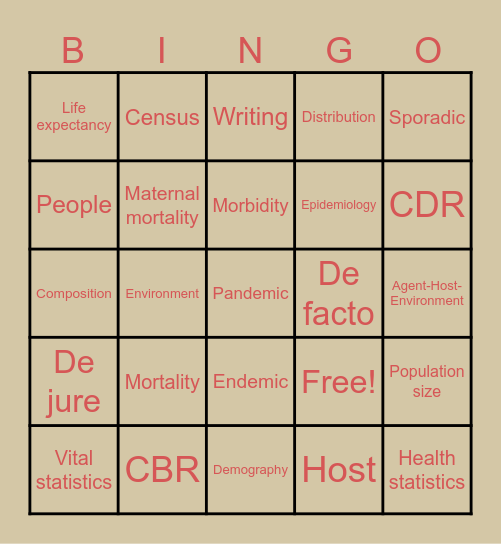 Epi-BINGO Card