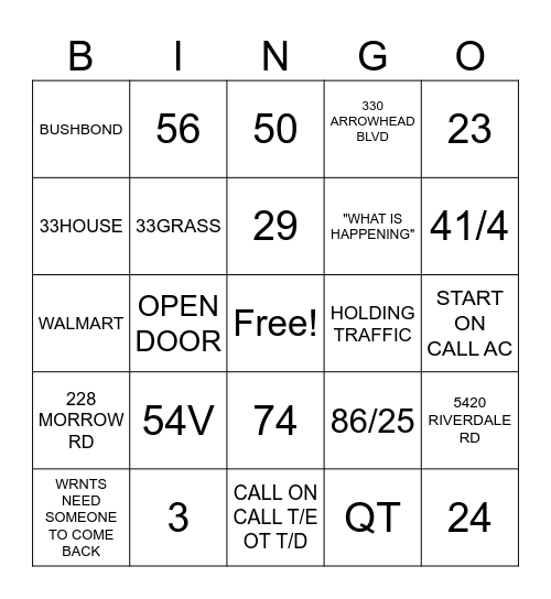 WELCOME TO THE CHAOS Bingo Card