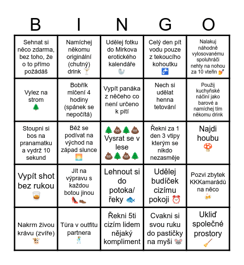 Kátina Kreténská Křížovka Bingo Card
