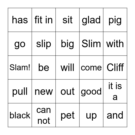 A Pig for Cliff Bingo Card