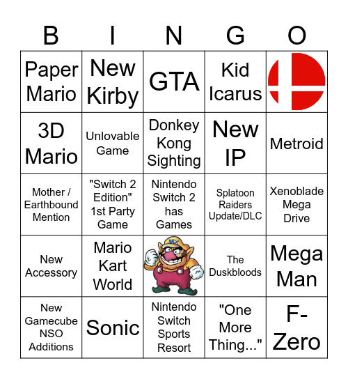 Nintendo Diredt 9.9.2026 Bingo Card