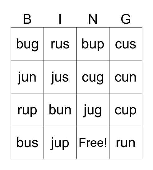 L1.3 Bingo Card