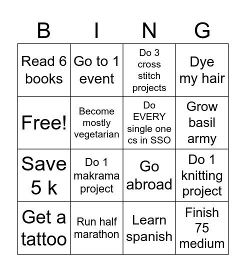 2027 BINGO Card