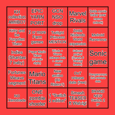 Sep Directs 2026 Bingo Card