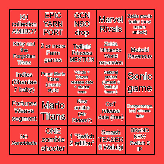Sep Directs 2026 Bingo Card