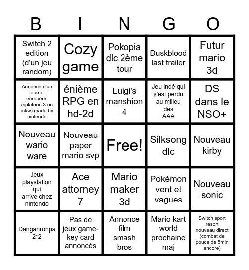 Bingo de metanako nintendo direct (06/09/2026) Bingo Card