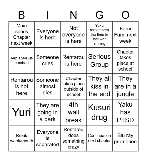 100 Kanojo Bingo Card