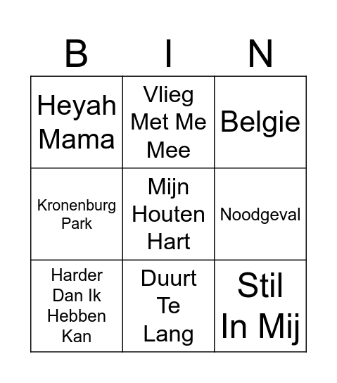 Top2000 NL Bingo Card
