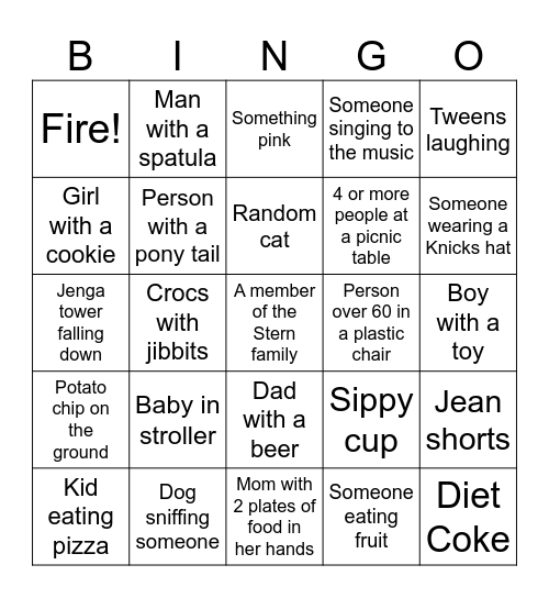 Block Party BINGO Card