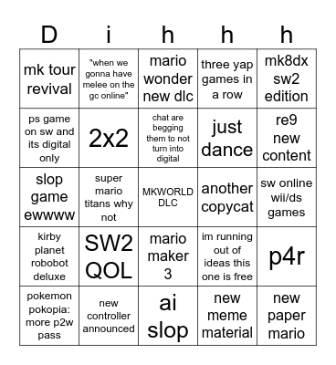 direct bingo cuz im very bored Bingo Card
